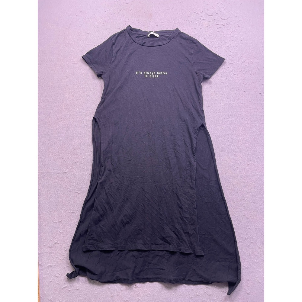 Zara Trafaluc T-Shirt Dress Cotton Black Graphic Small Women